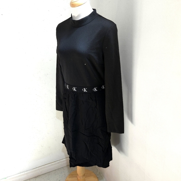 Calvin Klein |  Black Long Sleeve Dress Midi - Picture 3 of 12